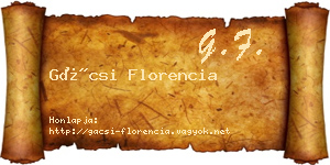 Gácsi Florencia névjegykártya